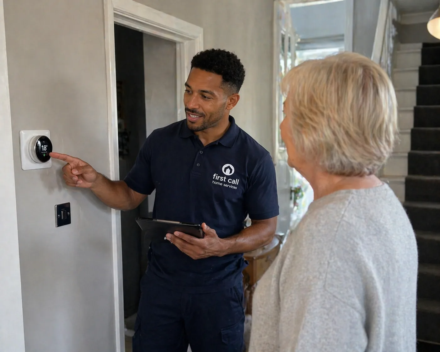 Nest smart heating thermostat installed by First Call